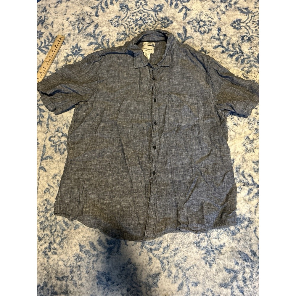 Thom AAron 100% Linen Shortsleeve Buttonup Shirt European Grown Flax Grey XXL